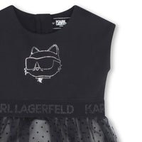 Robe avec tulle à pois - Noir Ecru