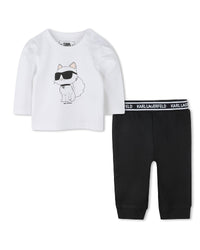 Ensemble t-shirt calecon avec logo en coton - Blanc Noir