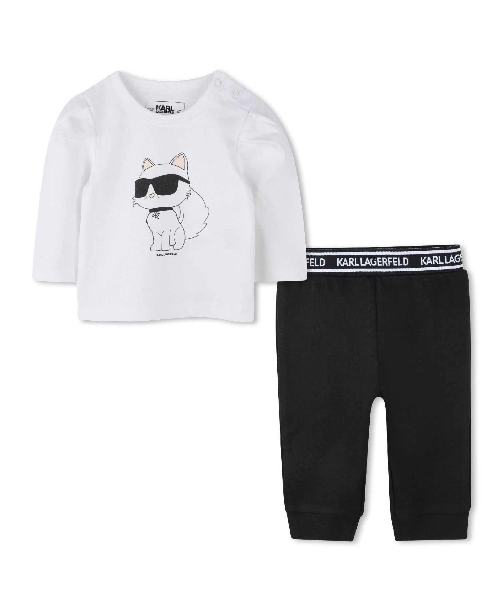 Ensemble t-shirt calecon avec logo en coton - Blanc Noir