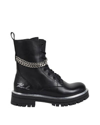 Bottines avec logo en cuir - Black