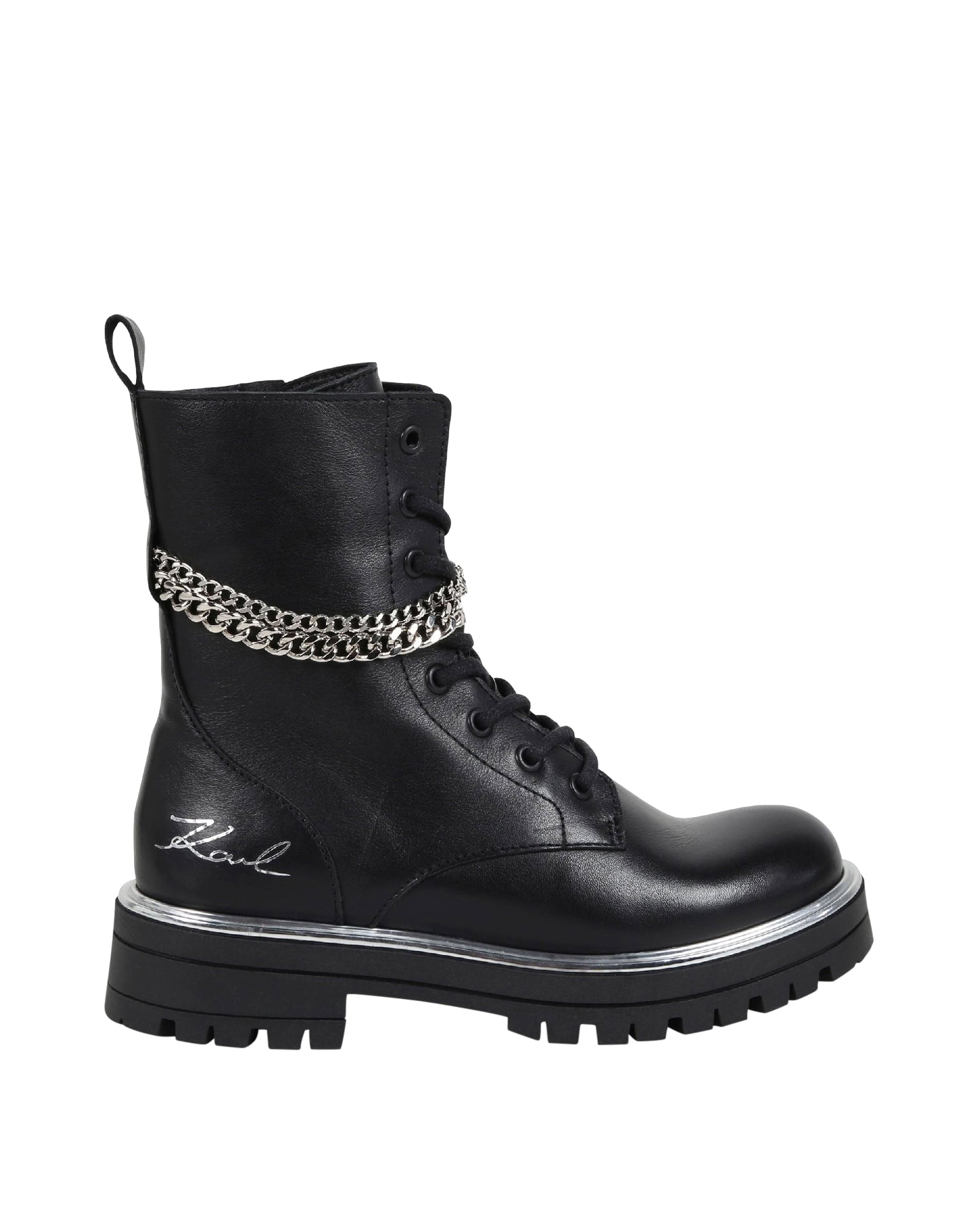 Bottines avec logo en cuir - Black