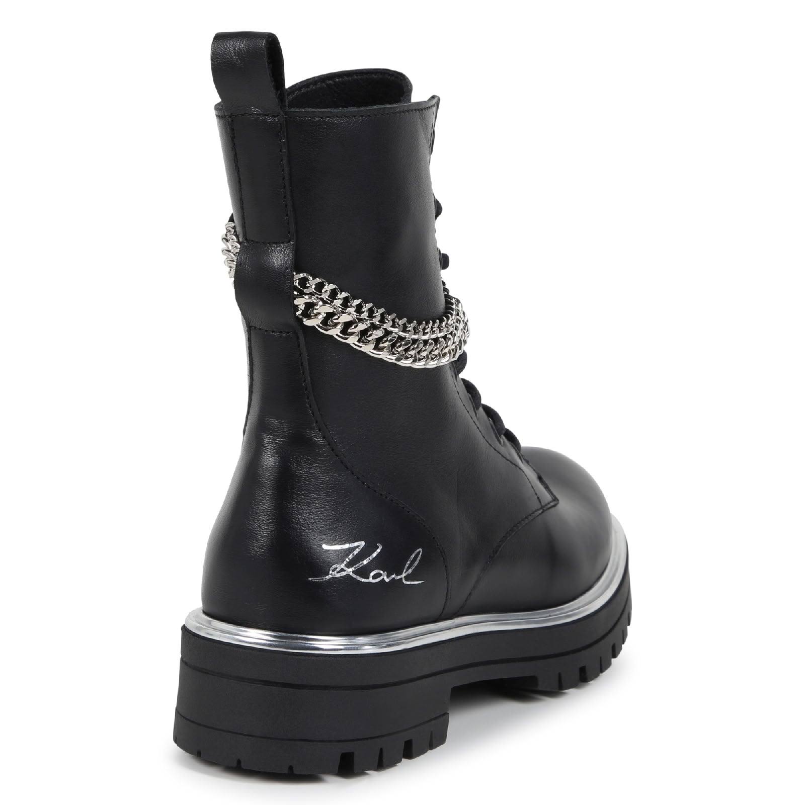 Bottines avec logo en cuir - Black