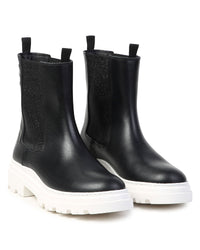 Bottines avec logo en cuir - Black