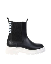 Bottines avec logo en cuir - Black