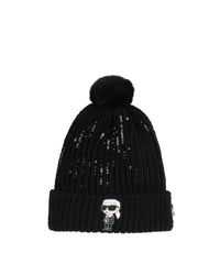 Sequin bobble hat - Black