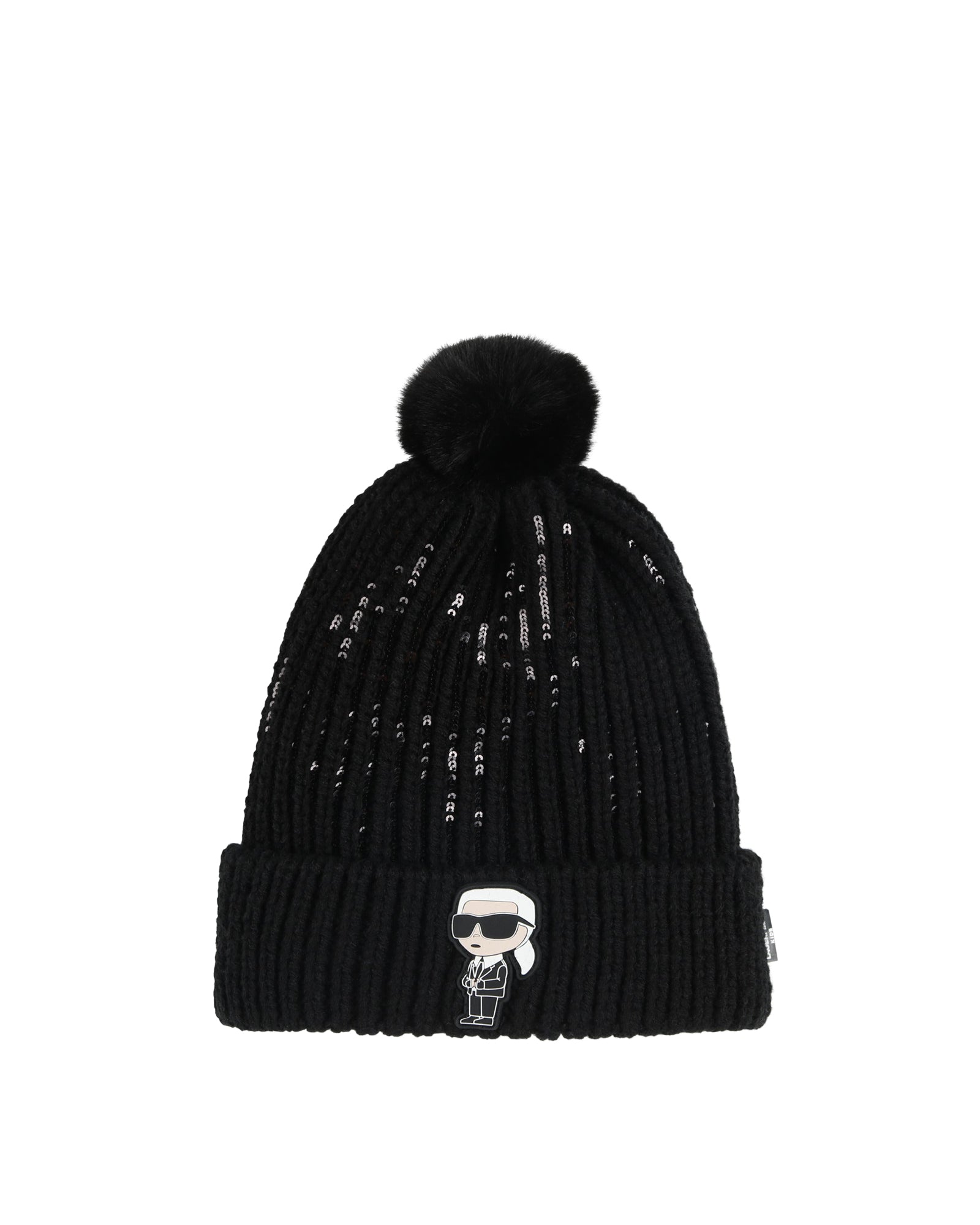 Sequin bobble hat - Black