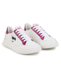 Sneakers avec logo en cuir - Blanc