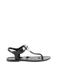 Pearly sandals with logo - Black