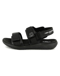Sandals with elasticated back in leather - Black