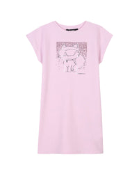 Sleeveless dress with cotton logo - Pomegranate