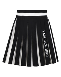 Jupe plissée en tricot - Noir Blanc