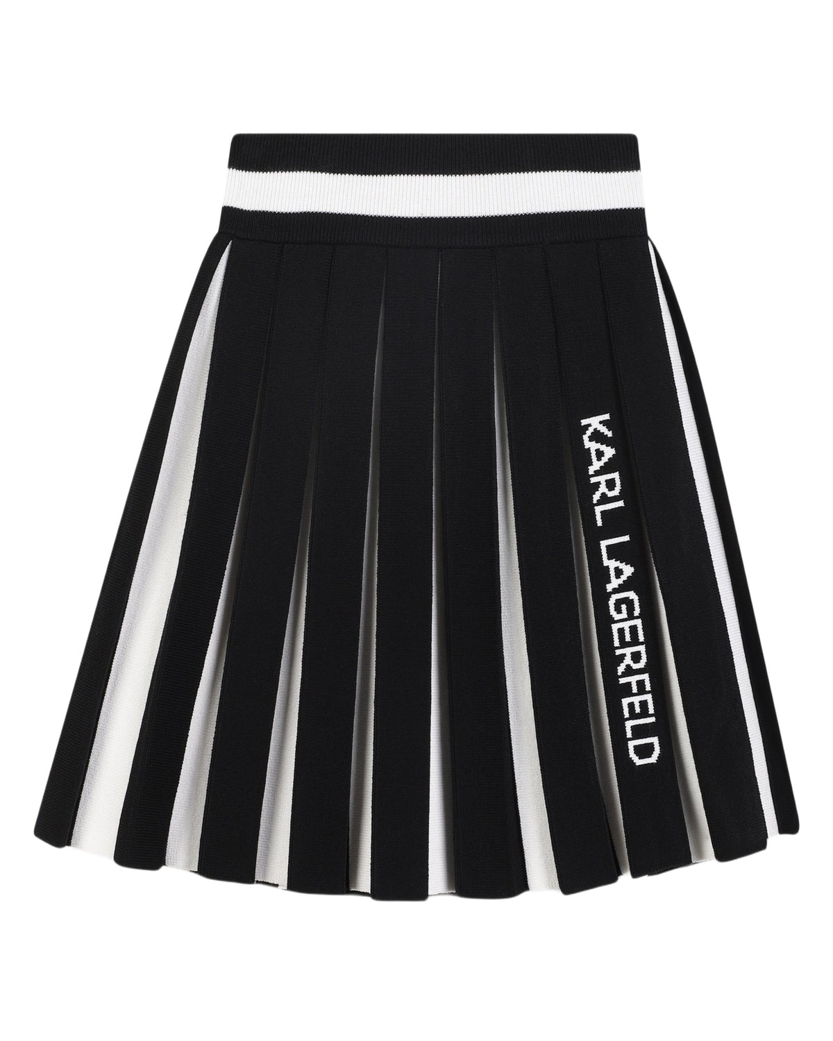 Jupe plissée en tricot - Noir Blanc