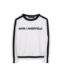 Pull à détails à rayures - Blanc