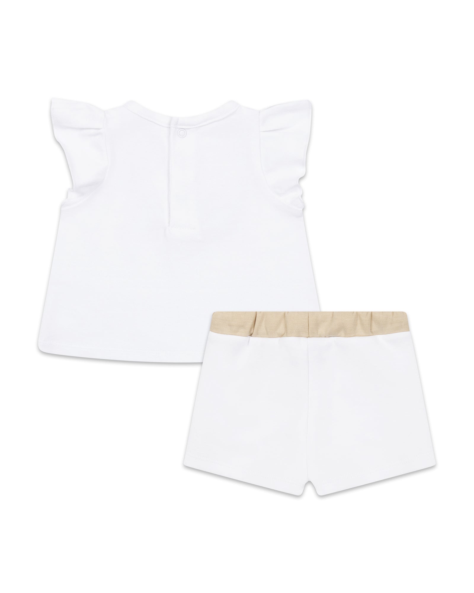 Ensemble t-shirt et short en coton - Blanc Beige