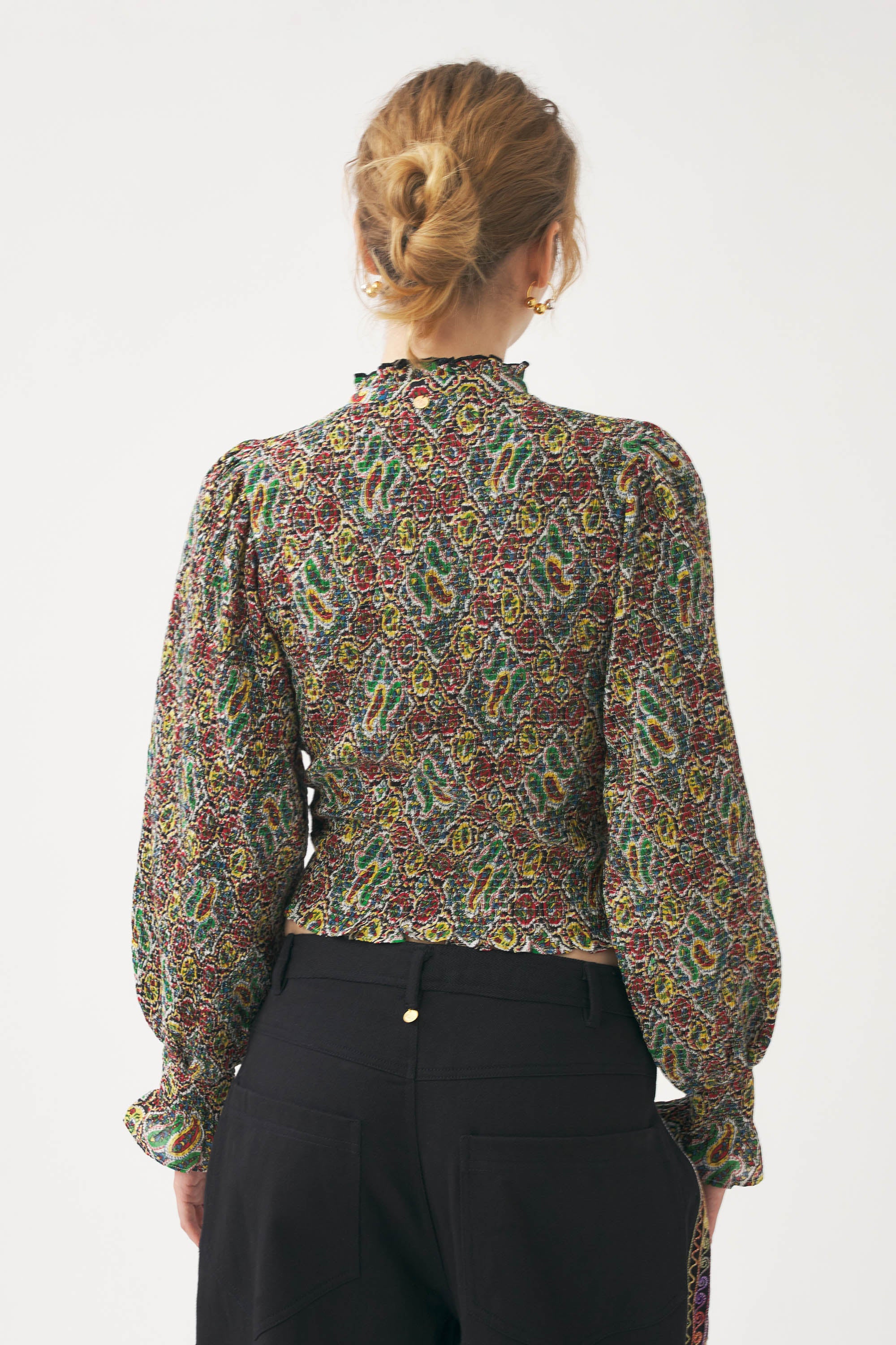 GREEN ZENA SMOCK BLOUSE