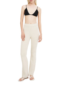 Pantalon évasé et côtelé - Crème