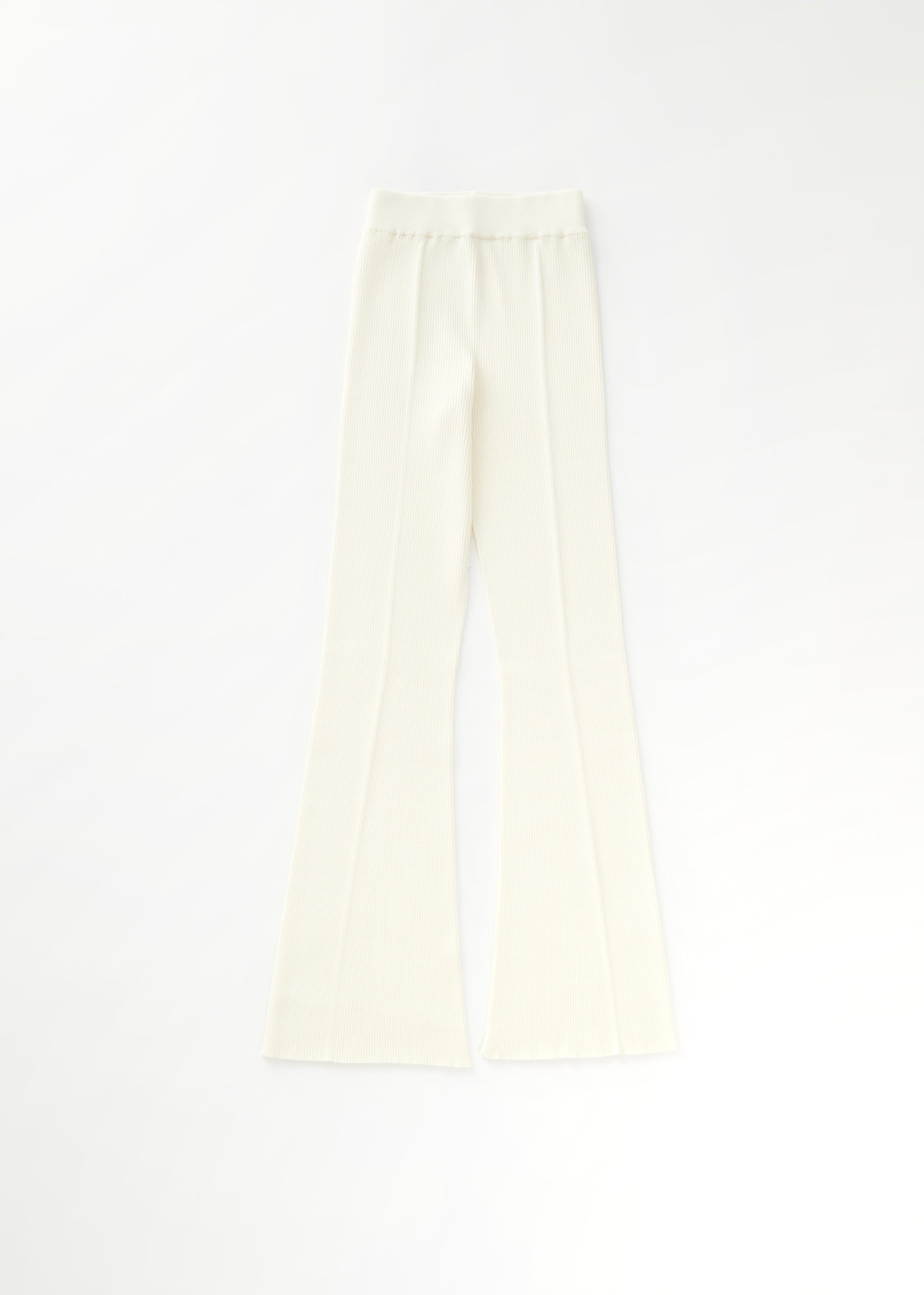 Pantalon évasé et côtelé - Crème