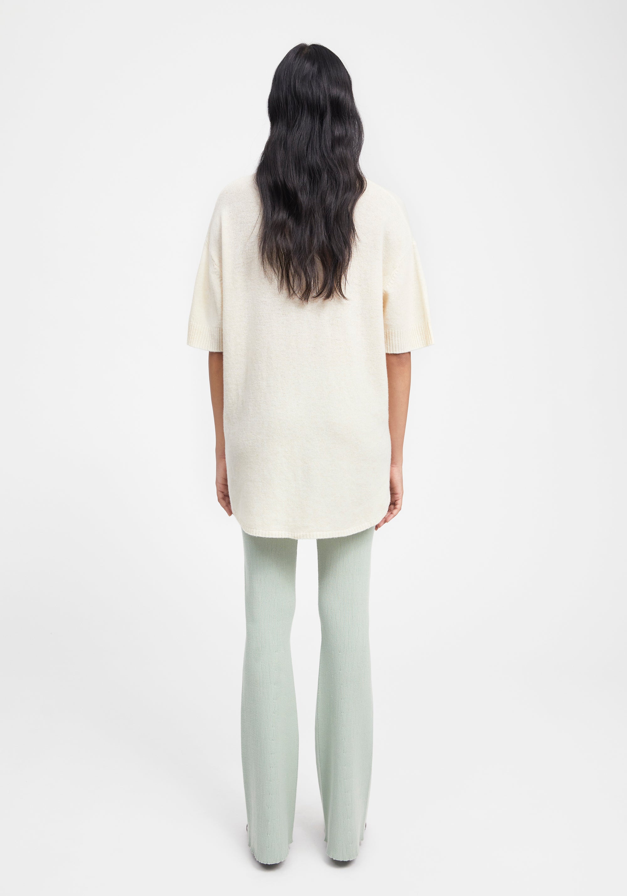 Pantalon évasé et côtelé - Sage