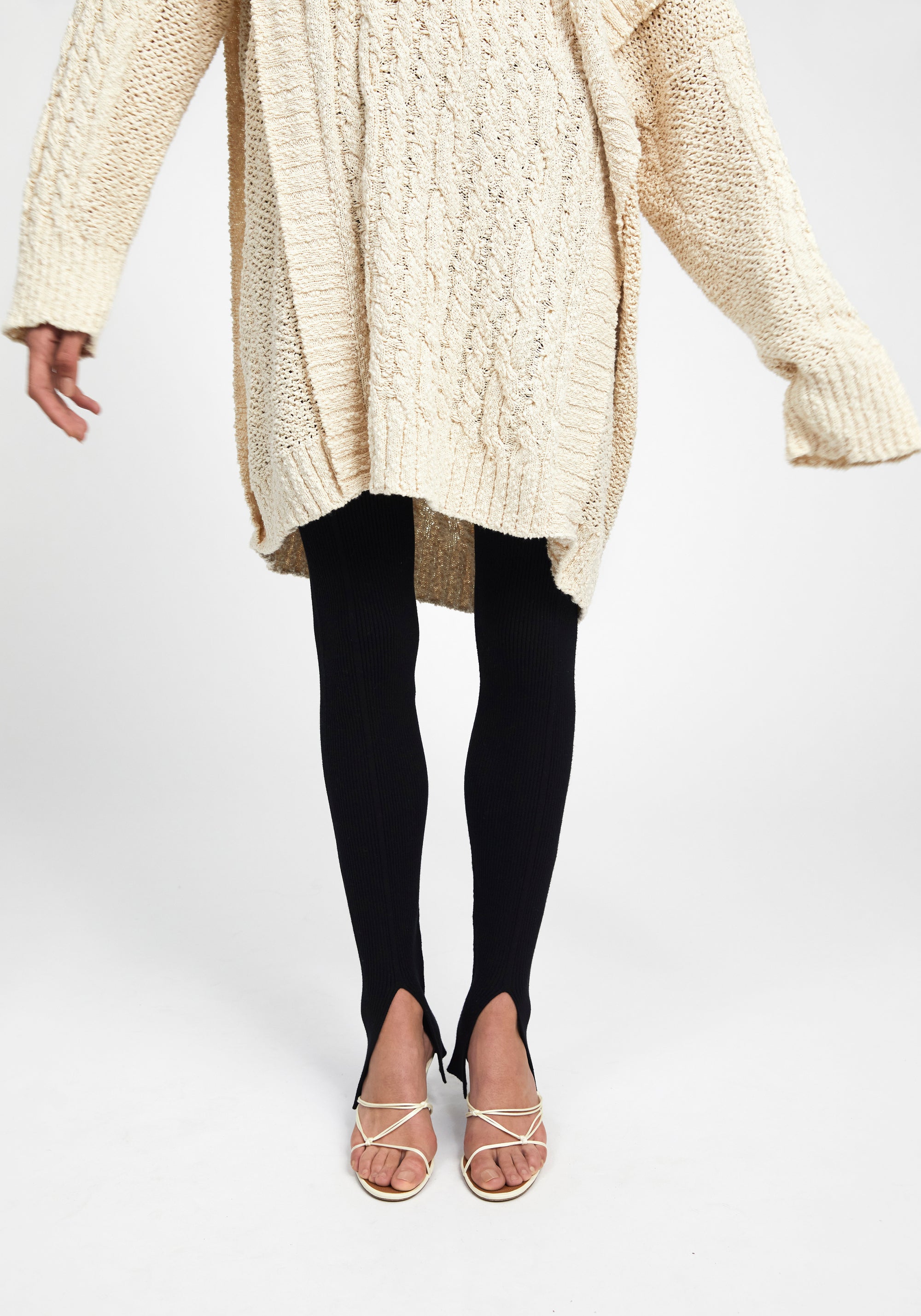 Legging côtelé et fendu - Black