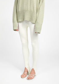 Legging côtelé à fentes - Crème