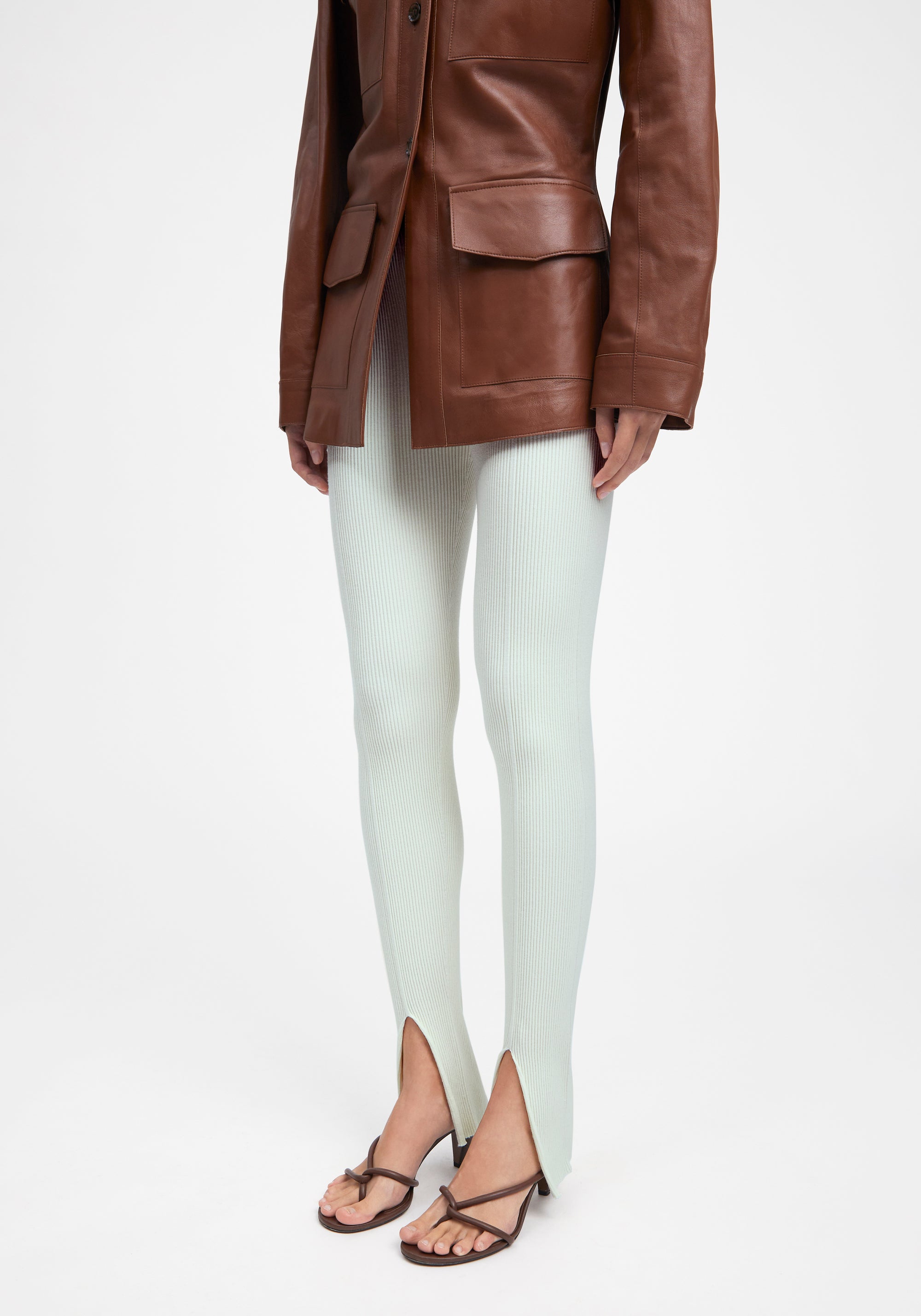 Legging côtelé et fendu - Sage