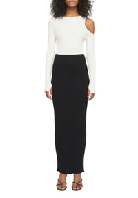 Long ribbed skirt - Black