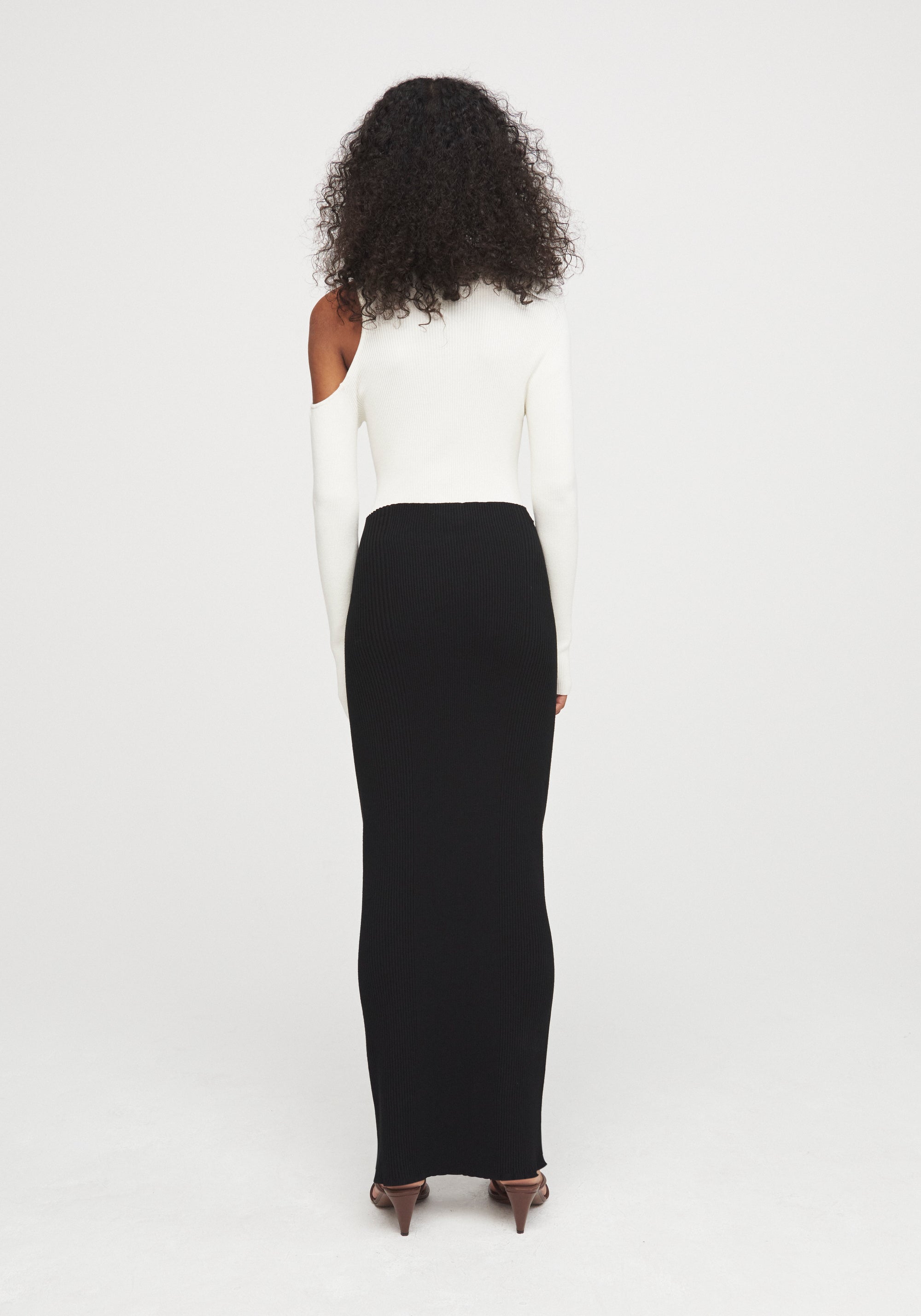 Long ribbed skirt - Black