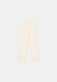 Pantalon droit côtelé - Crème
