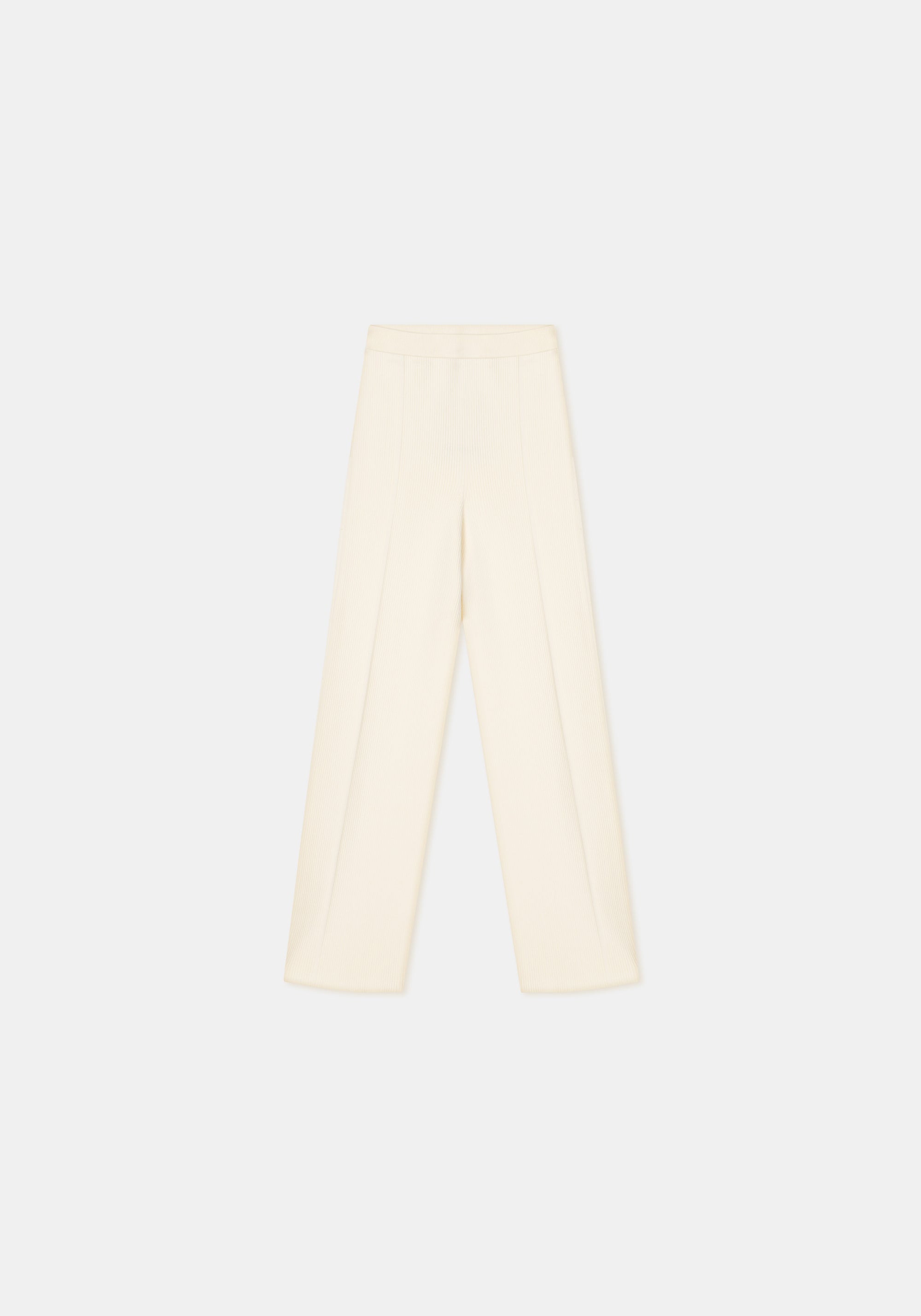 Pantalon droit côtelé - Crème
