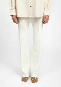 Pantalon droit côtelé - Crème
