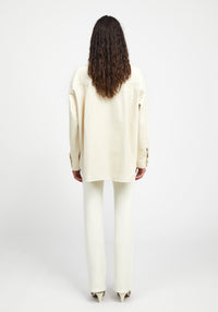 Pantalon droit côtelé - Crème