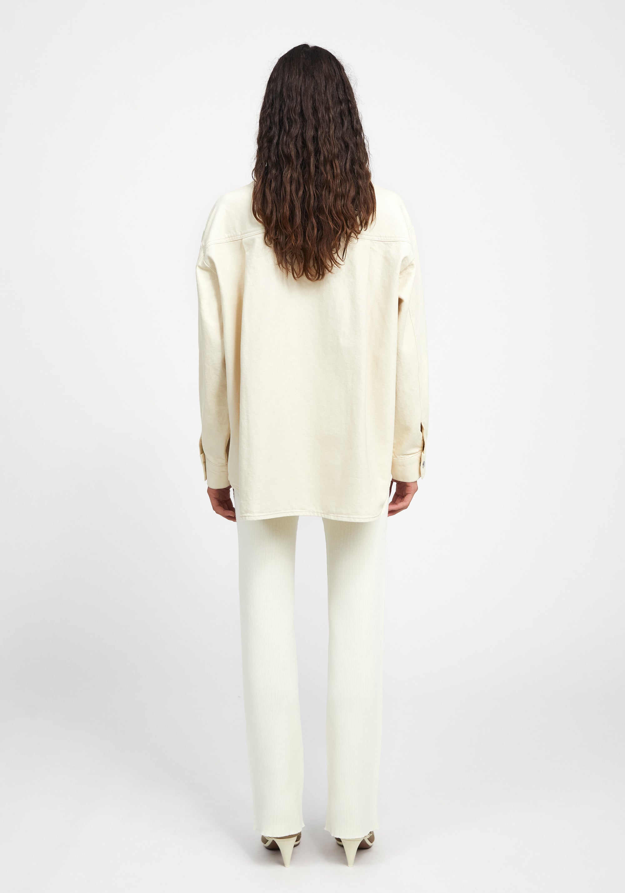 Pantalon droit côtelé - Crème