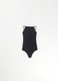 Body côtelé à bretelles - Black