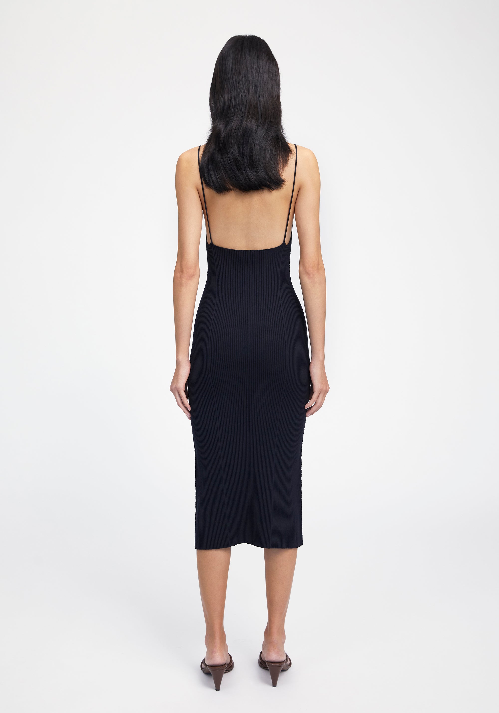 Robe longue côtelée - Black