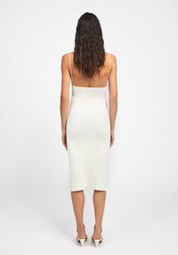 Robe midi côtelée - Crème