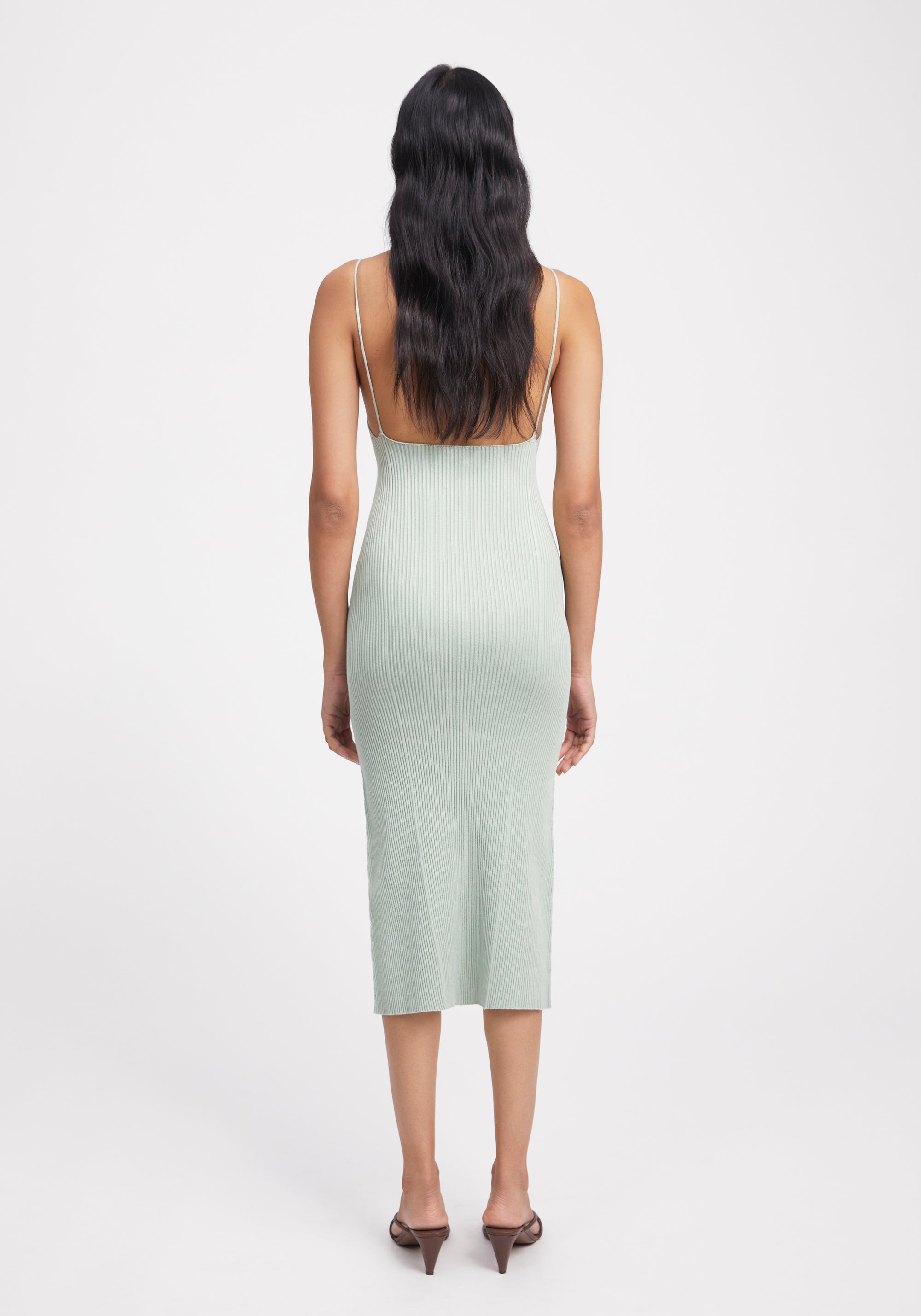 Robe midi côtelée - Sage