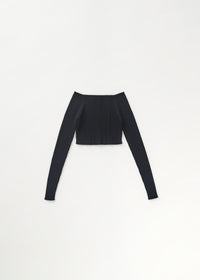 Ribbed bardot T-shirt - Black