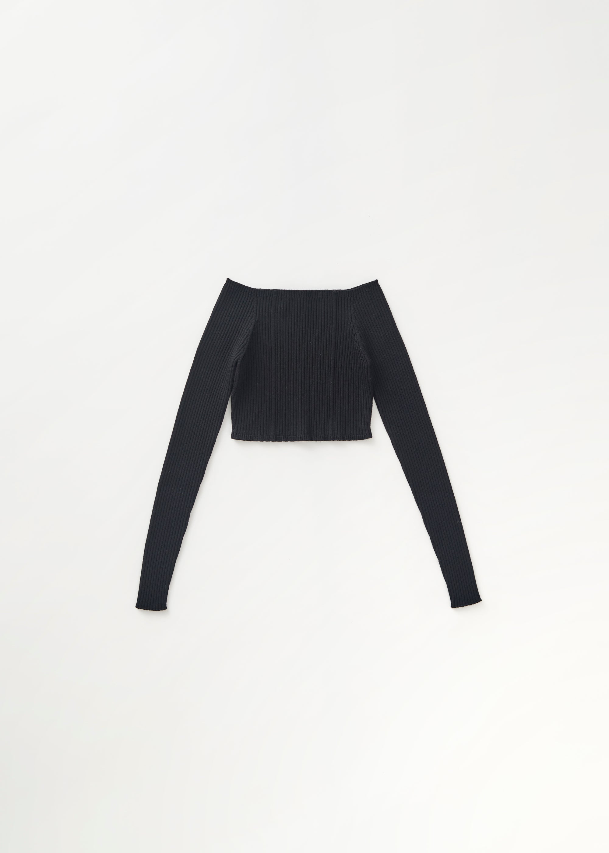 Ribbed bardot T-shirt - Black