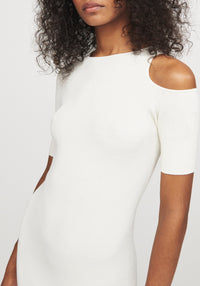 Ribbed cut-out midi dress - Cream