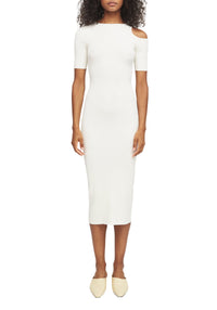 Ribbed cut-out midi dress - Cream