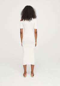 Ribbed cut-out midi dress - Cream