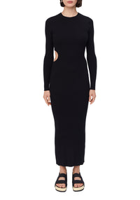 Robe longue côtelée à découpes - Black