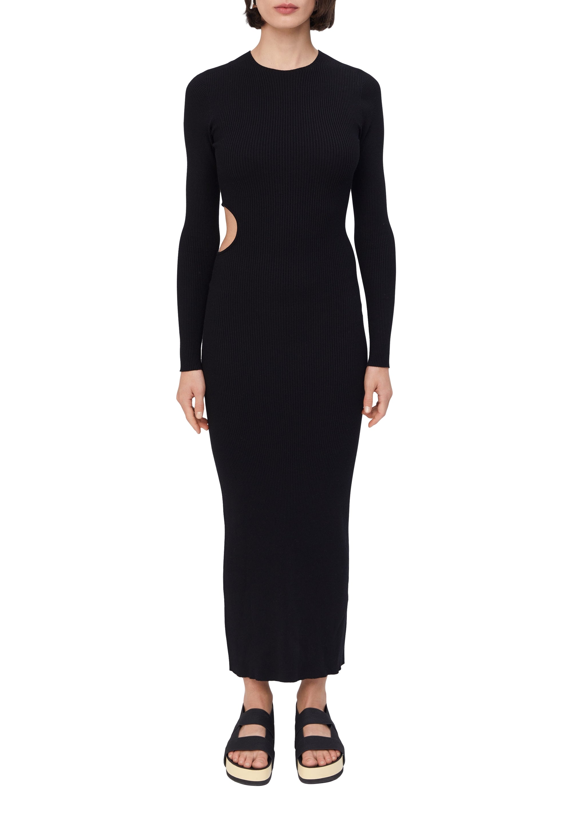 Robe longue côtelée à découpes - Black
