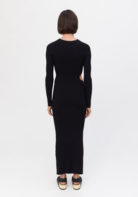 Robe longue côtelée à découpes - Black