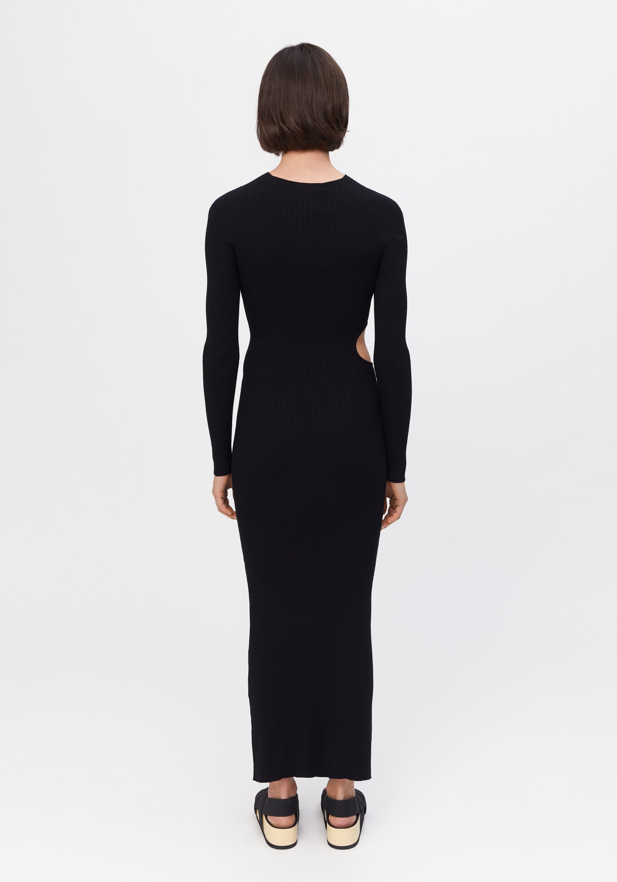 Robe longue côtelée à découpes - Black