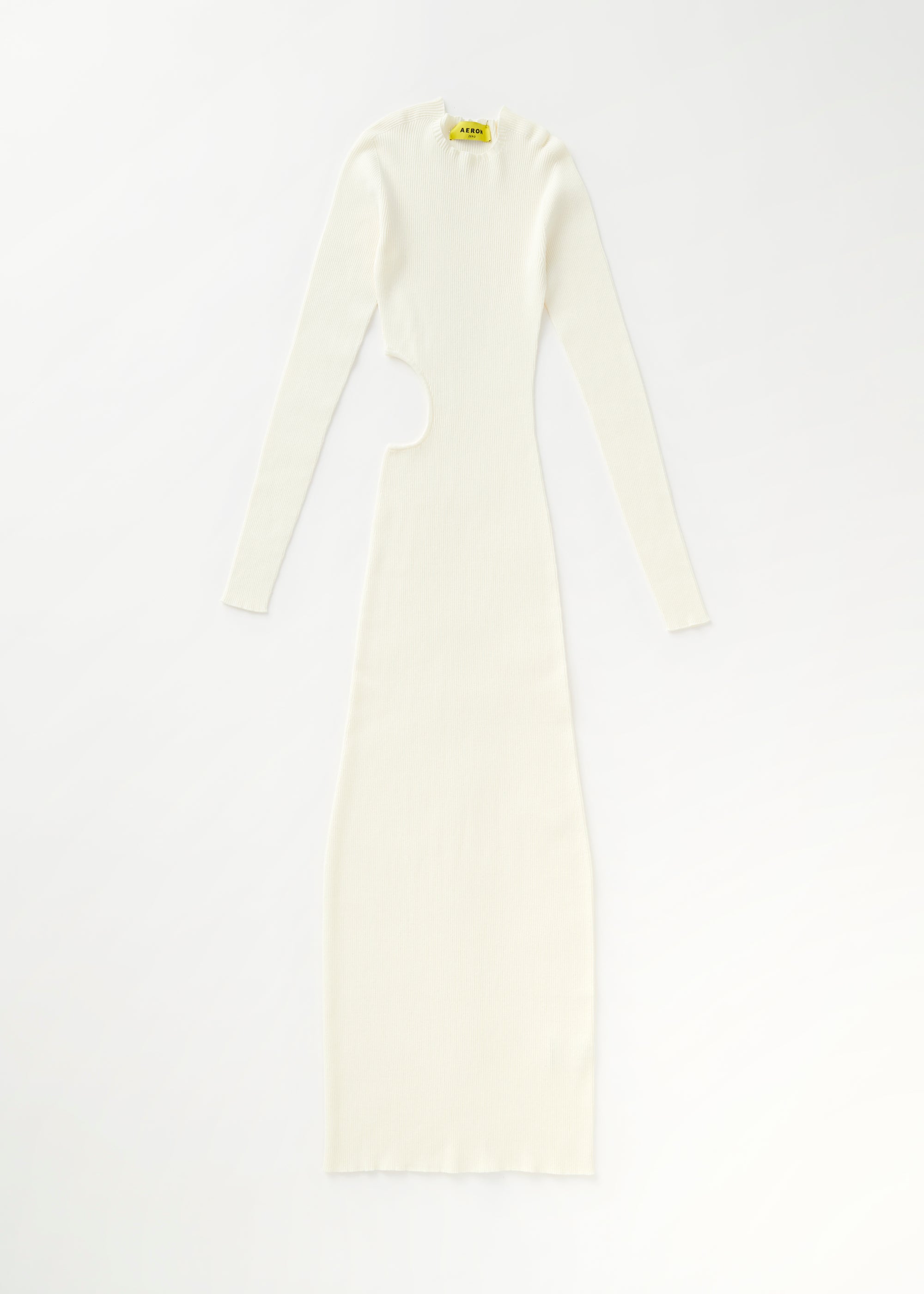 Robe longue côtelée à découpes - Crème