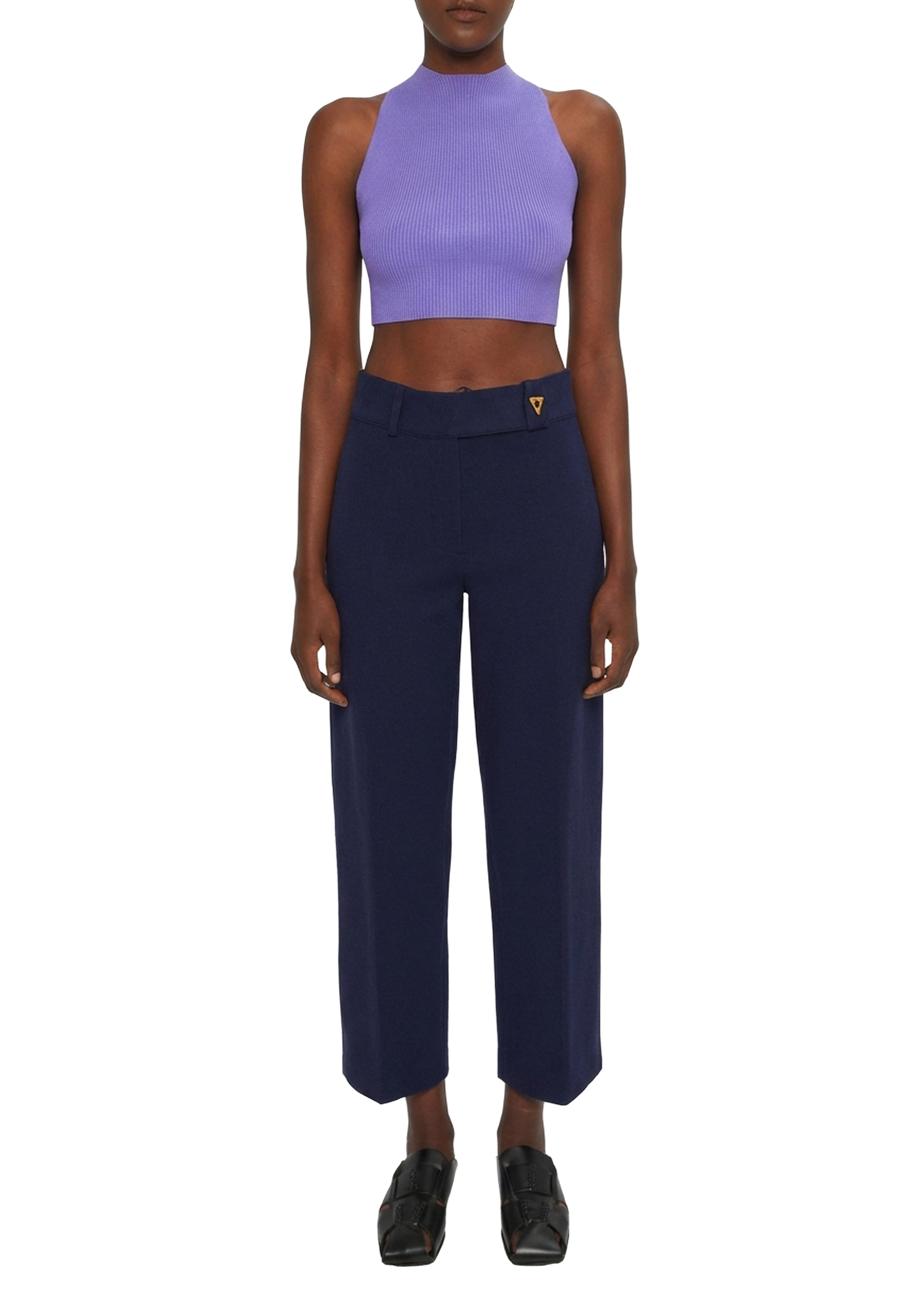 Ribbed openwork tank top - Wisteria