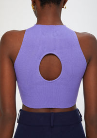 Ribbed openwork tank top - Wisteria