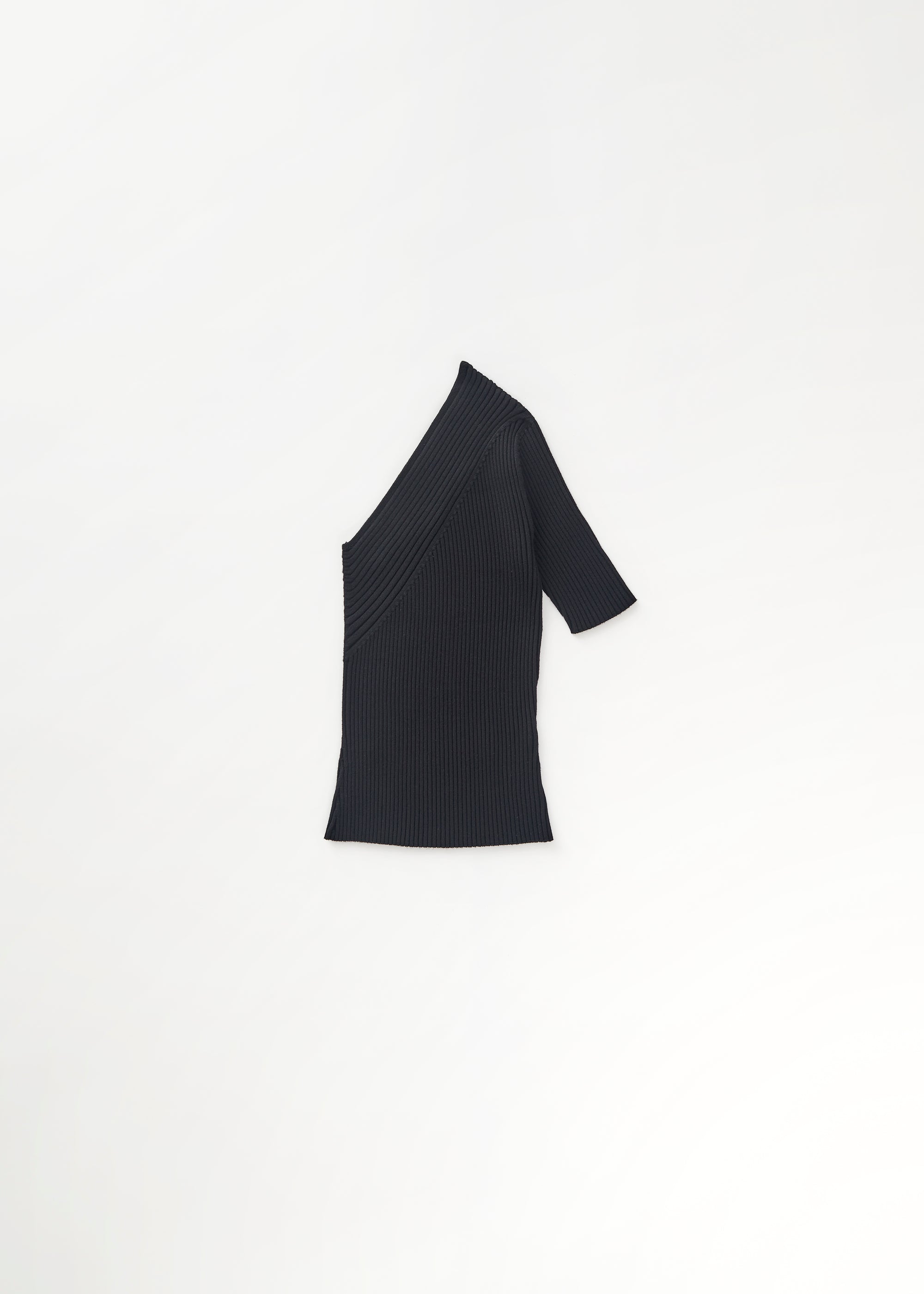 T-shirt asymétrique côtelé - Black