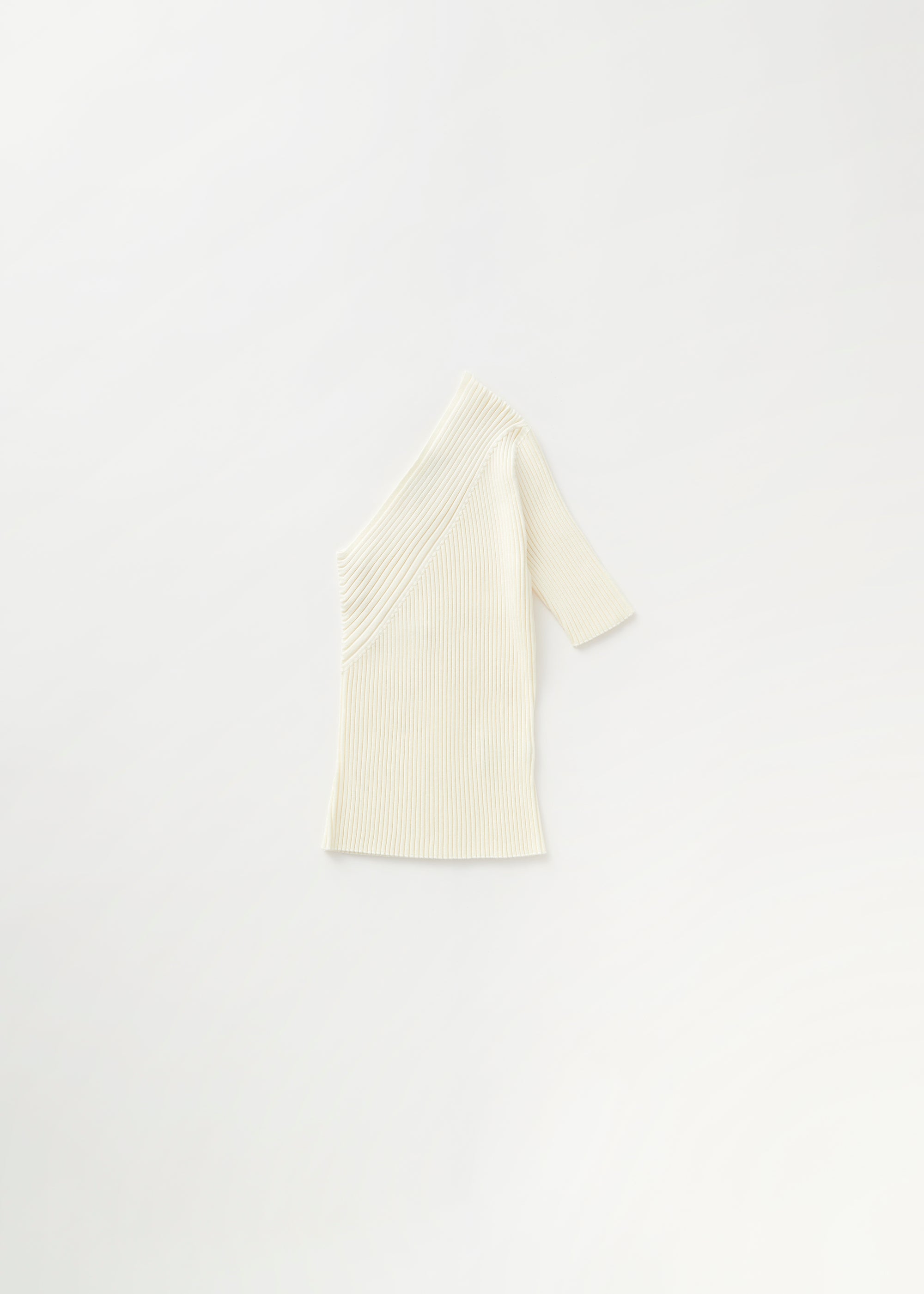 T-shirt asymétrique côtelé - Crème